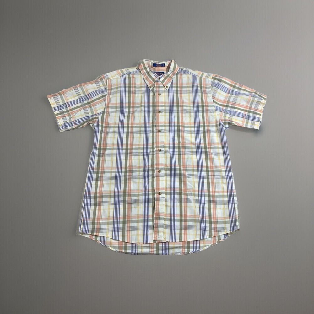 Pendleton Men's Large Short Sleeve Button-Down Plaid Shirt Casual Cotton
